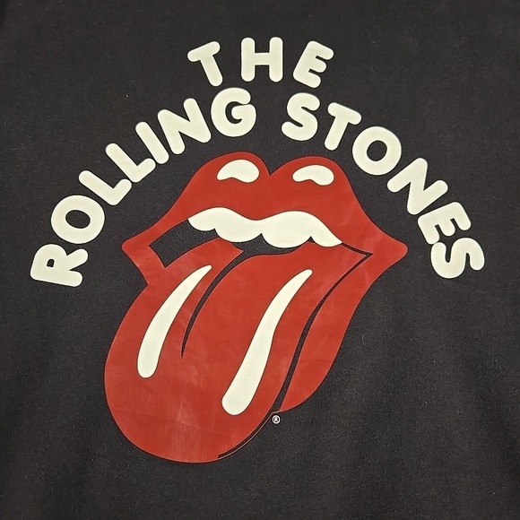 H&M Rolling Stones Sweatshirt Mens Size Large Black Lips Tongue Logo Hoodie - Picture 11 of 11